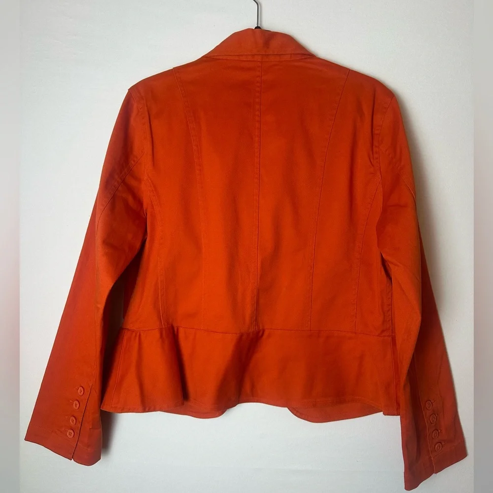 ❗️ Orange Button up business casual cotton jacket size large Hannah Stretch - Picture 9 of 9
